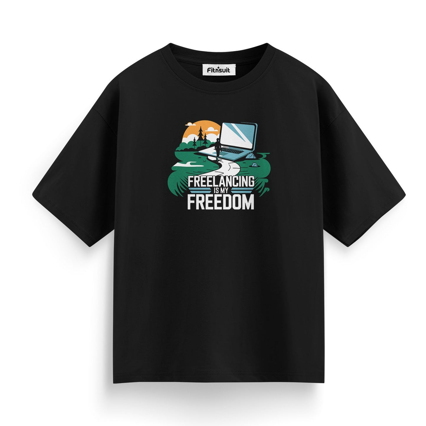 Freelancing Is My Freedom Beach Scene Freelancer T-Shirt