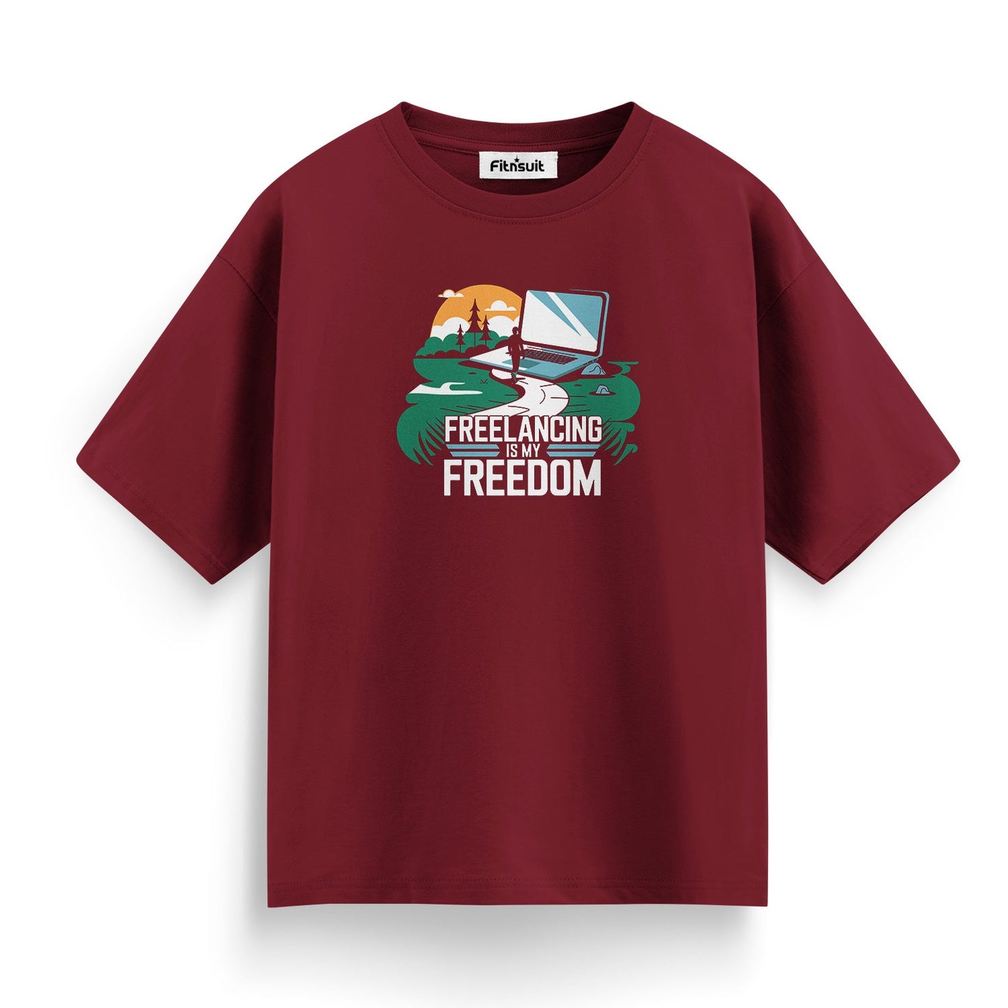 Freelancing Is My Freedom Beach Scene Freelancer T-Shirt