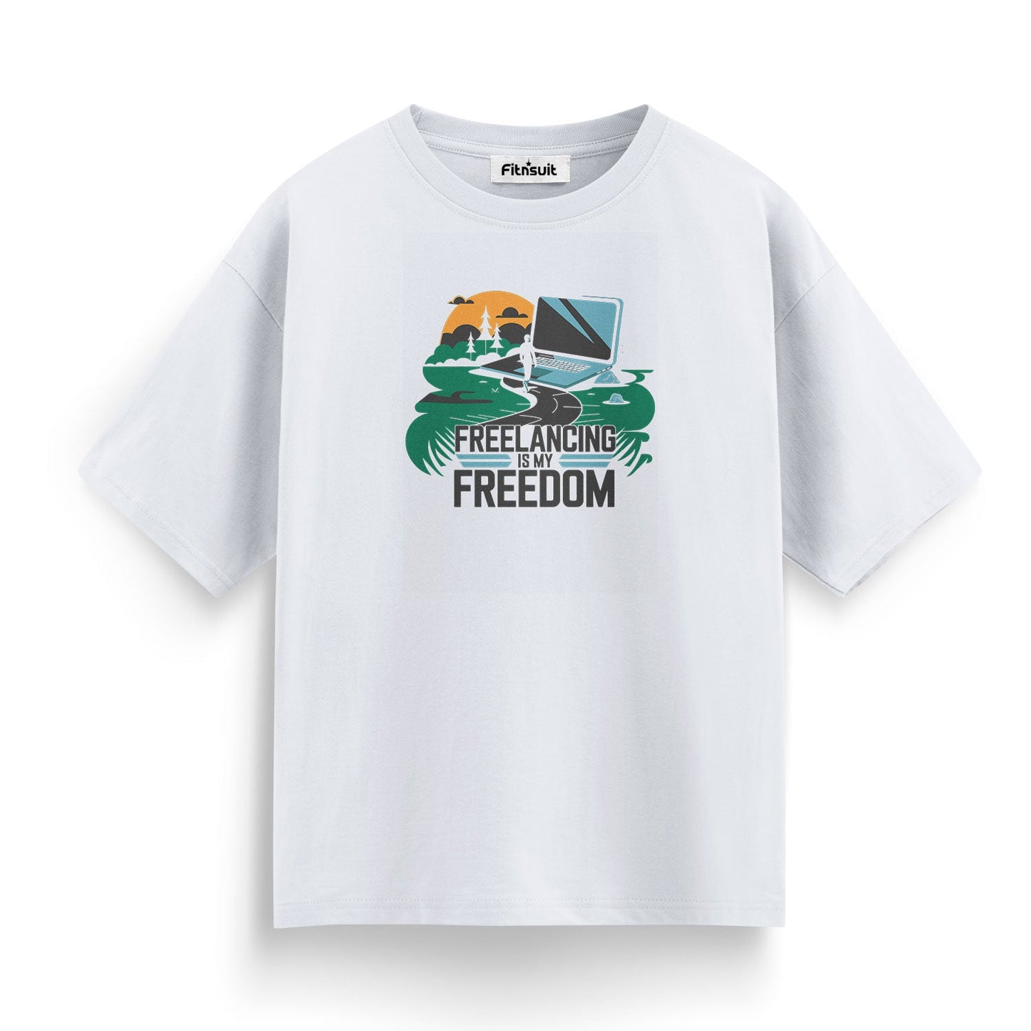 Freelancing Is My Freedom Beach Scene Freelancer T-Shirt
