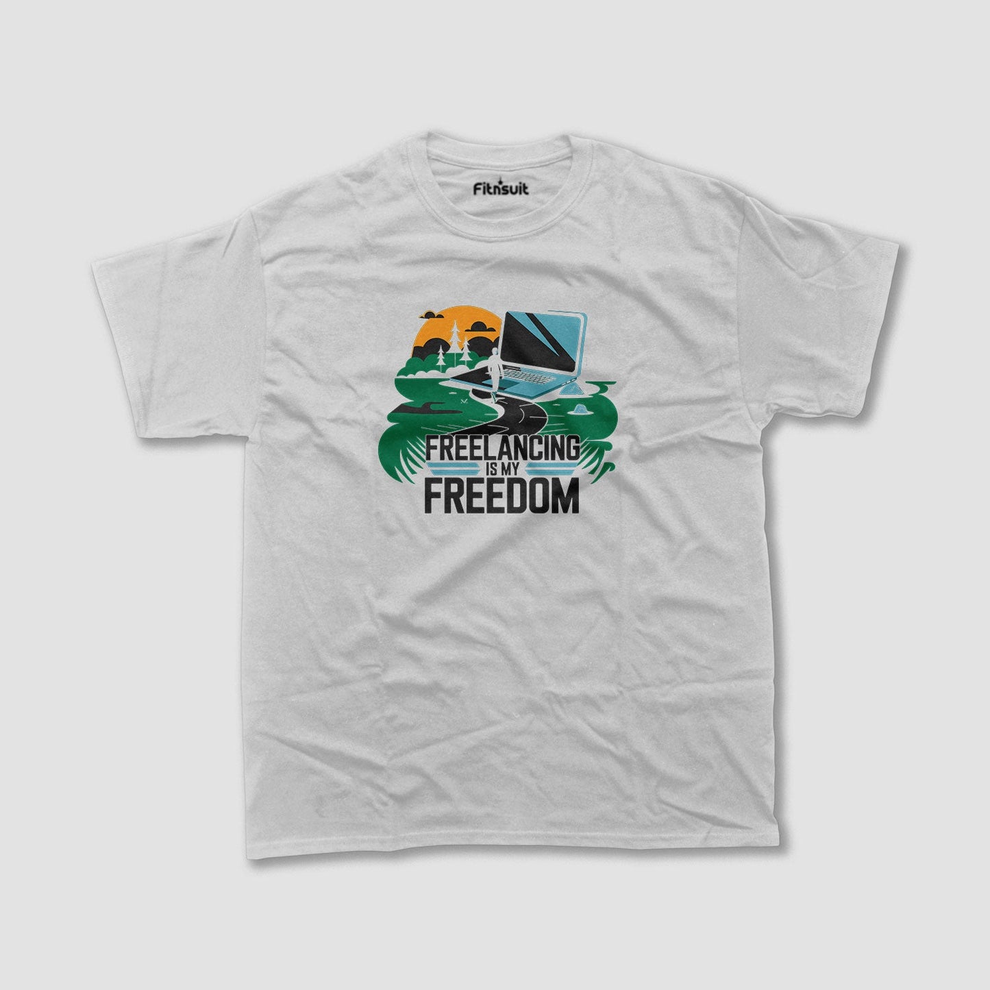 Freelancing Is My Freedom Beach Scene Freelancer T-Shirt