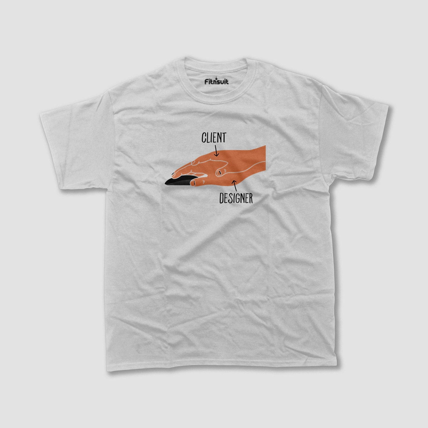 Client Holding Designer’s Hand Comic Style Freelancer T-Shirt