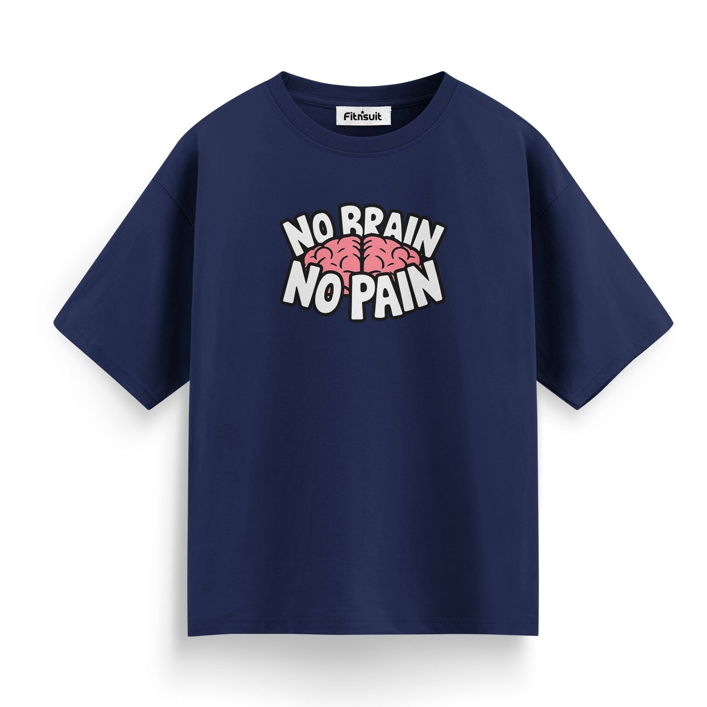 No Brain No Pain with Pink Brain Icon Freelancer T-Shirt