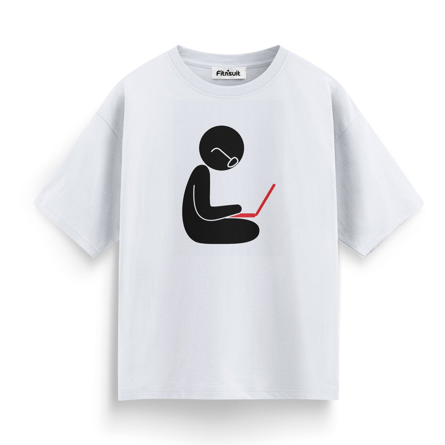 Minimalist Coder Sitting with Red Laptop Freelancer T-Shirt