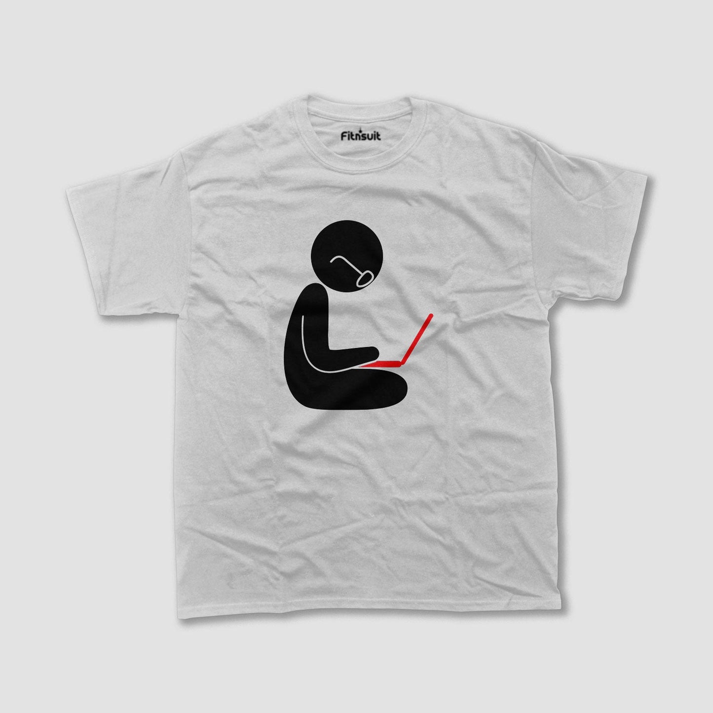 Minimalist Coder Sitting with Red Laptop Freelancer T-Shirt