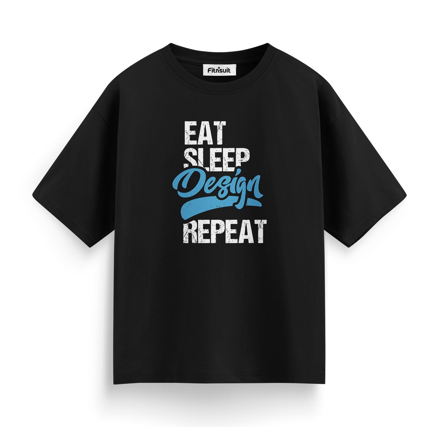 Eat Sleep Design Repeat Blue Typography Graphic Designer T-Shirt