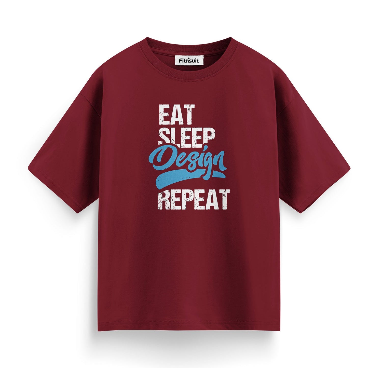 Eat Sleep Design Repeat Blue Typography Graphic Designer T-Shirt