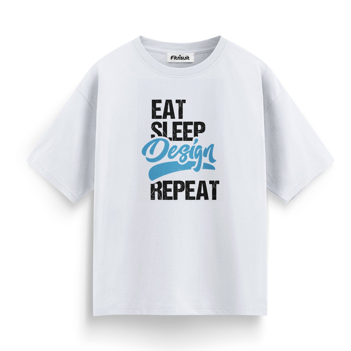 Eat Sleep Design Repeat Blue Typography Graphic Designer T-Shirt