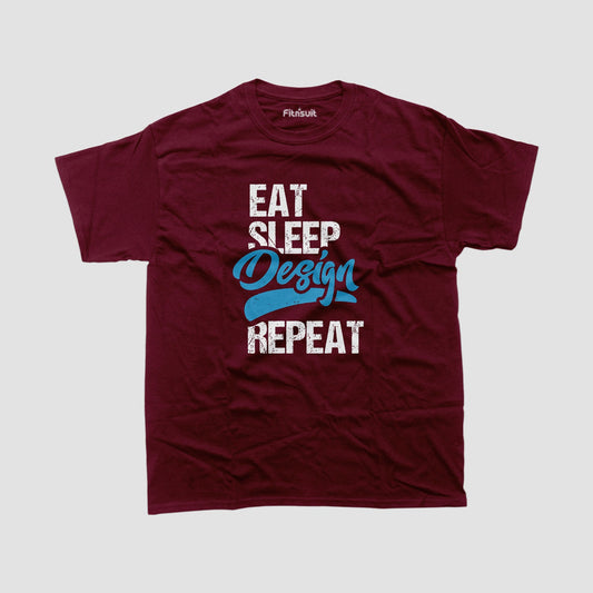 Eat Sleep Design Repeat Blue Typography Graphic Designer T-Shirt