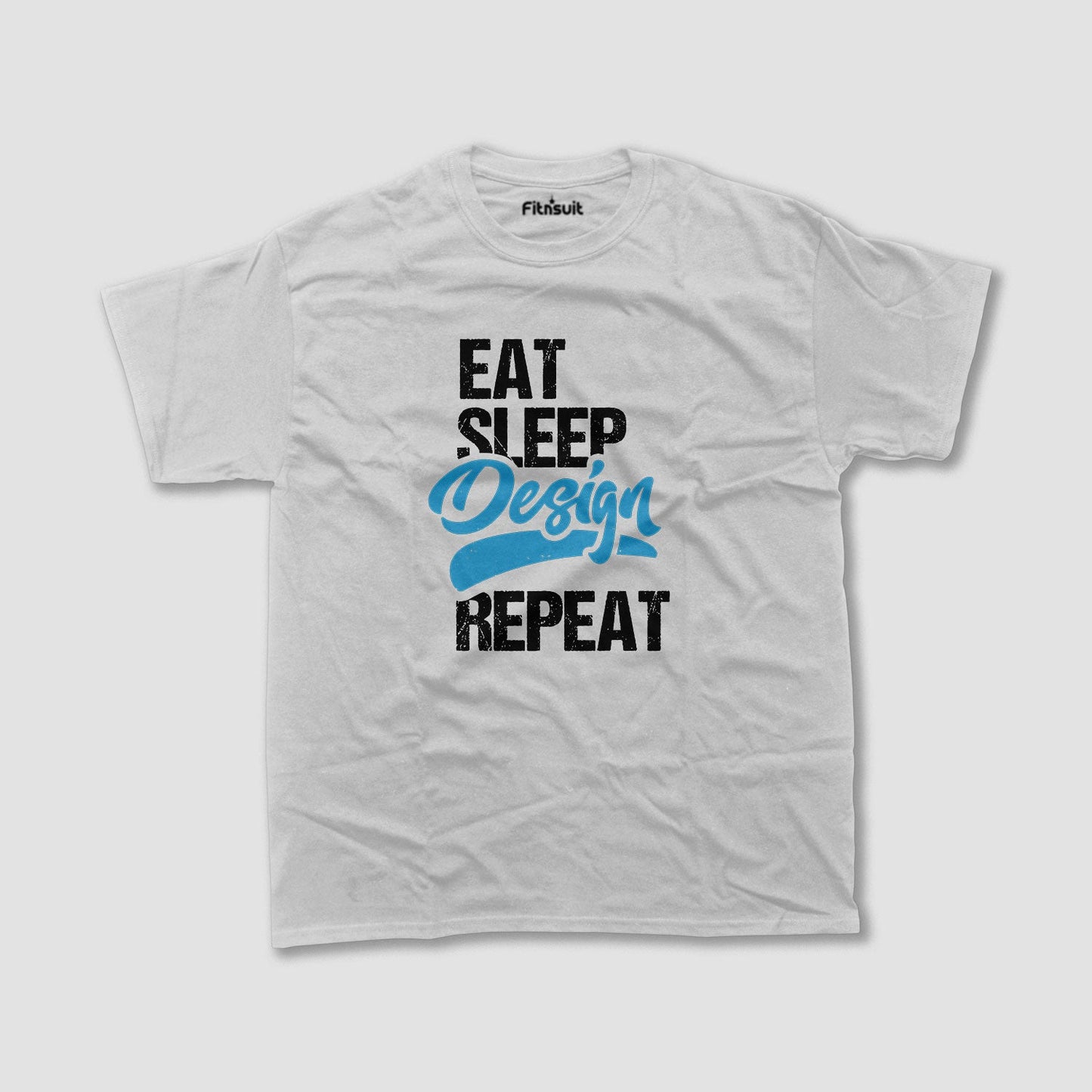 Eat Sleep Design Repeat Blue Typography Graphic Designer T-Shirt