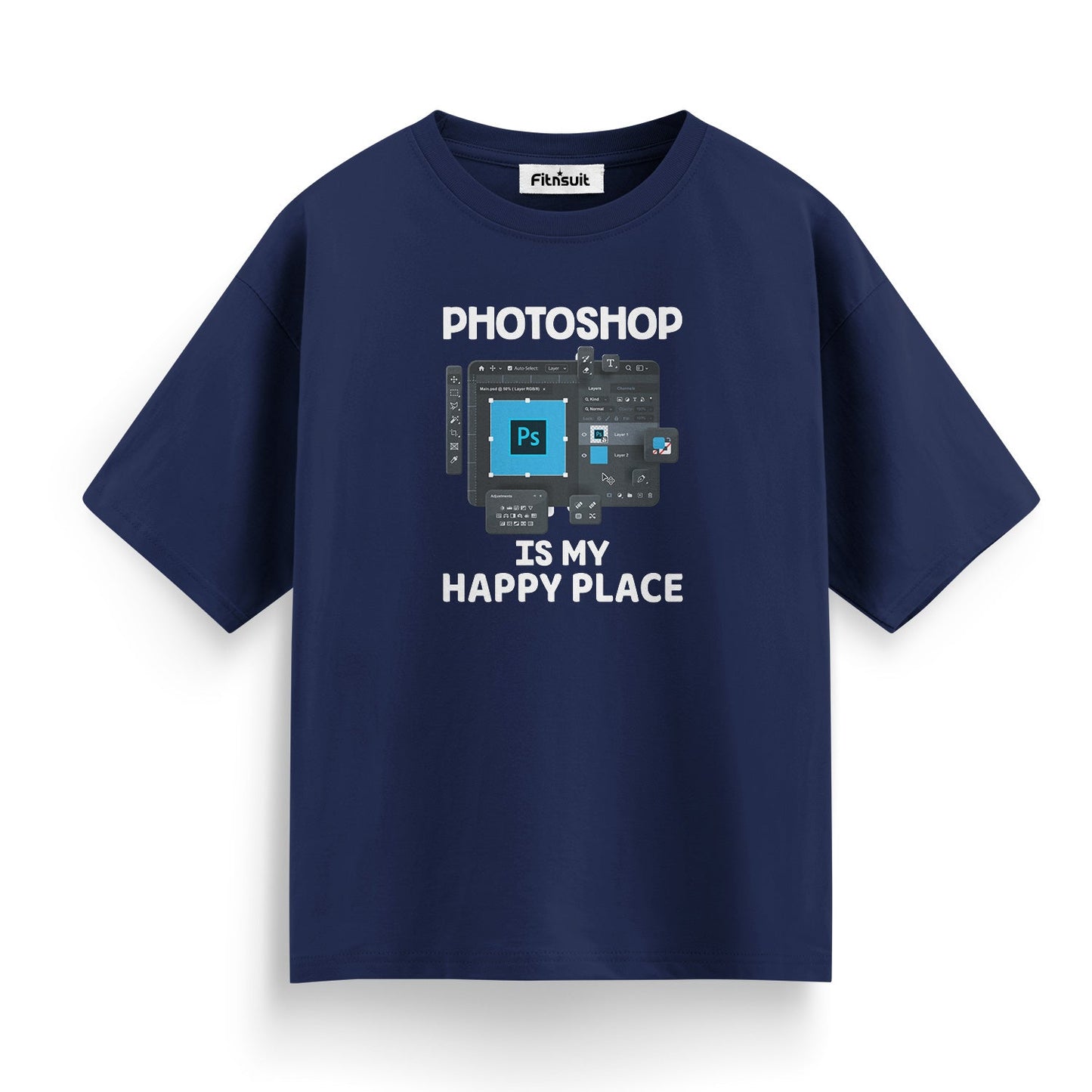 Photoshop Is My Happy Place UI Layout Graphic Designer T-Shirt