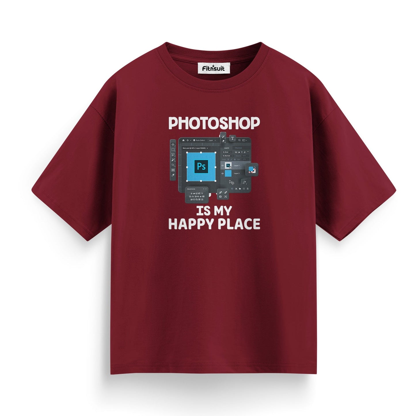 Photoshop Is My Happy Place UI Layout Graphic Designer T-Shirt