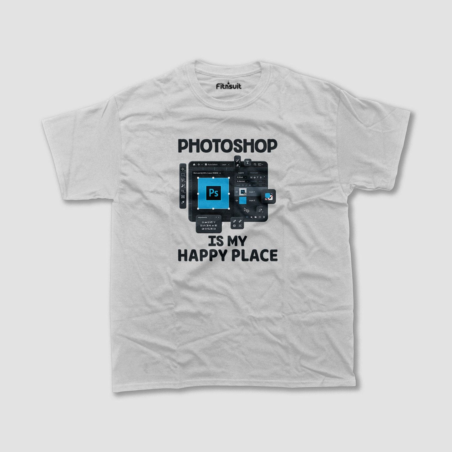 Photoshop Is My Happy Place UI Layout Graphic Designer T-Shirt