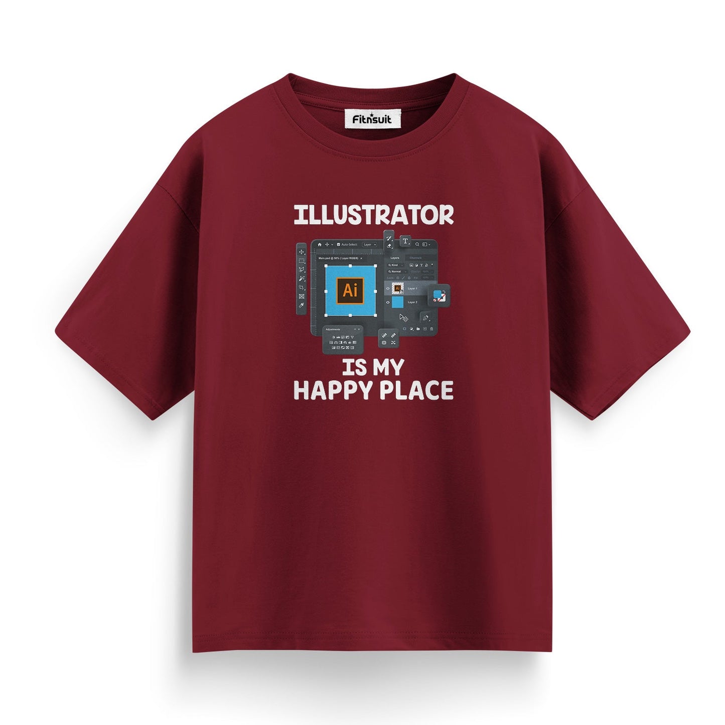 Illustrator Is My Happy Place UI Layout Graphic Designer T-Shirt