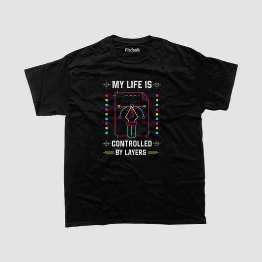 My Life Is Controlled by Layers (Pen Tool UI) Graphic Designer T-Shirt