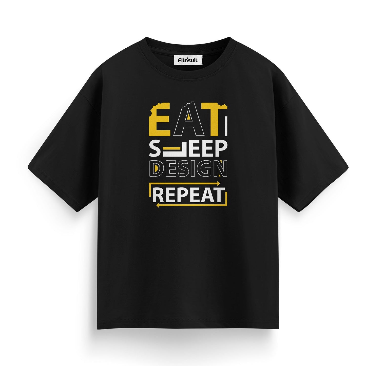 Eat Sleep Design Repeat Yellow Stack Graphic Designer T-Shirt