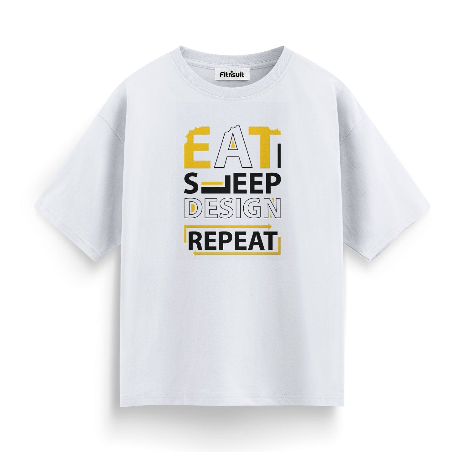 Eat Sleep Design Repeat Yellow Stack Graphic Designer T-Shirt