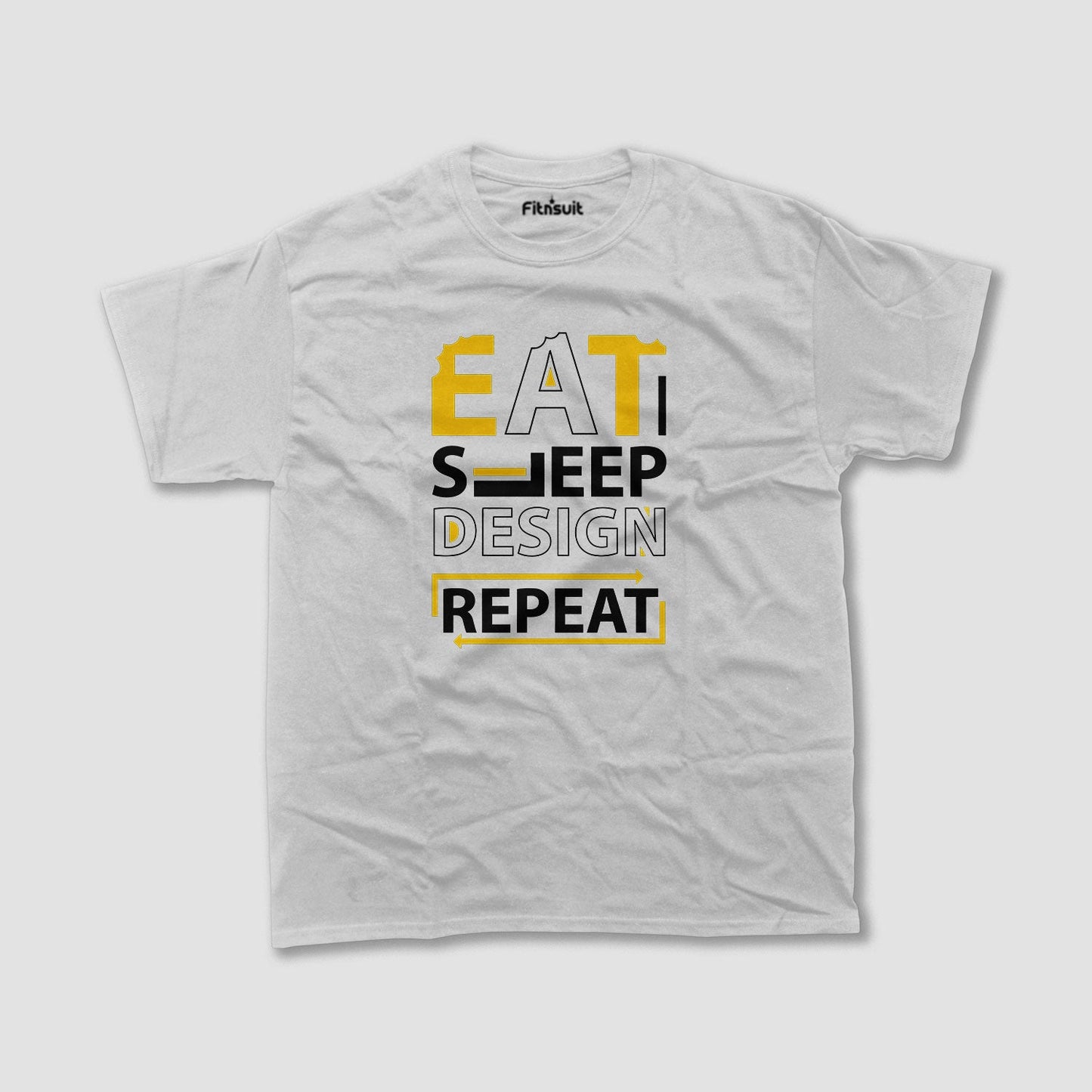 Eat Sleep Design Repeat Yellow Stack Graphic Designer T-Shirt