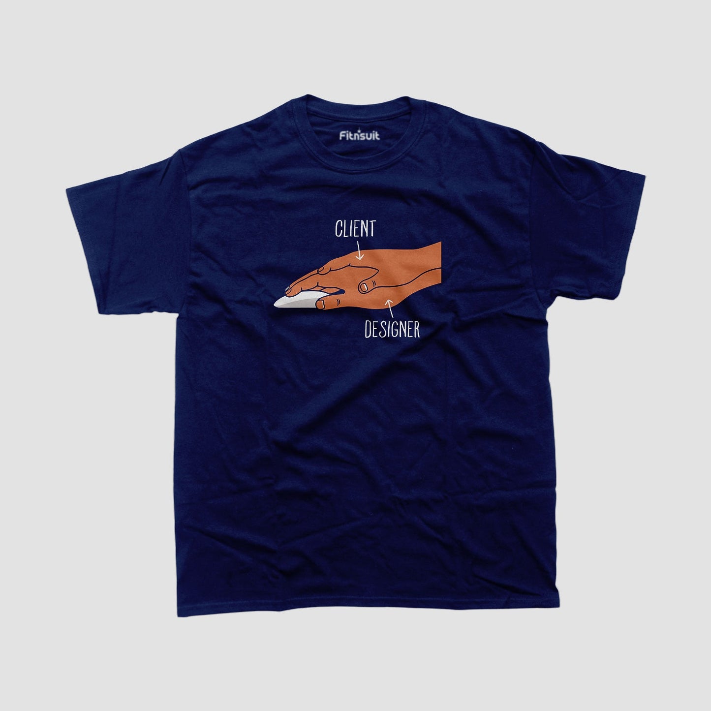 Client Holding Designer’s Hand Funny Graphic Designer T-Shirt