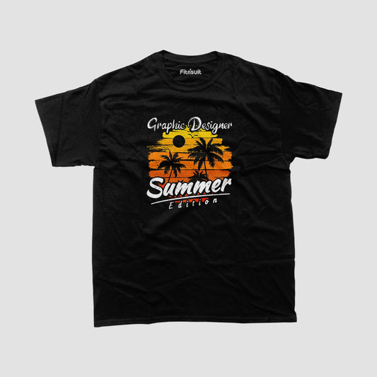 Graphic Designer Summer Edition Palm Scene Graphic Designer T-Shirt