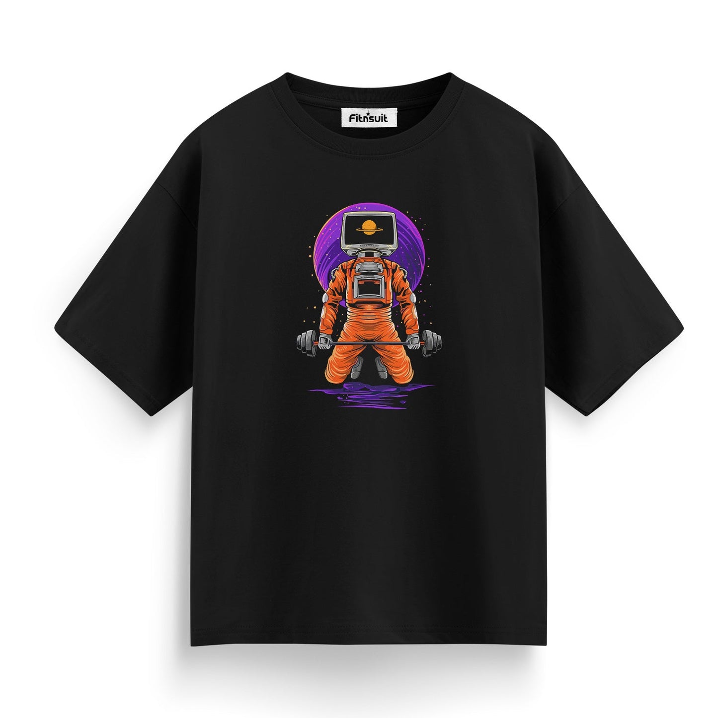 Astronaut Powerlifting Barbell Gym Motivational T shirt