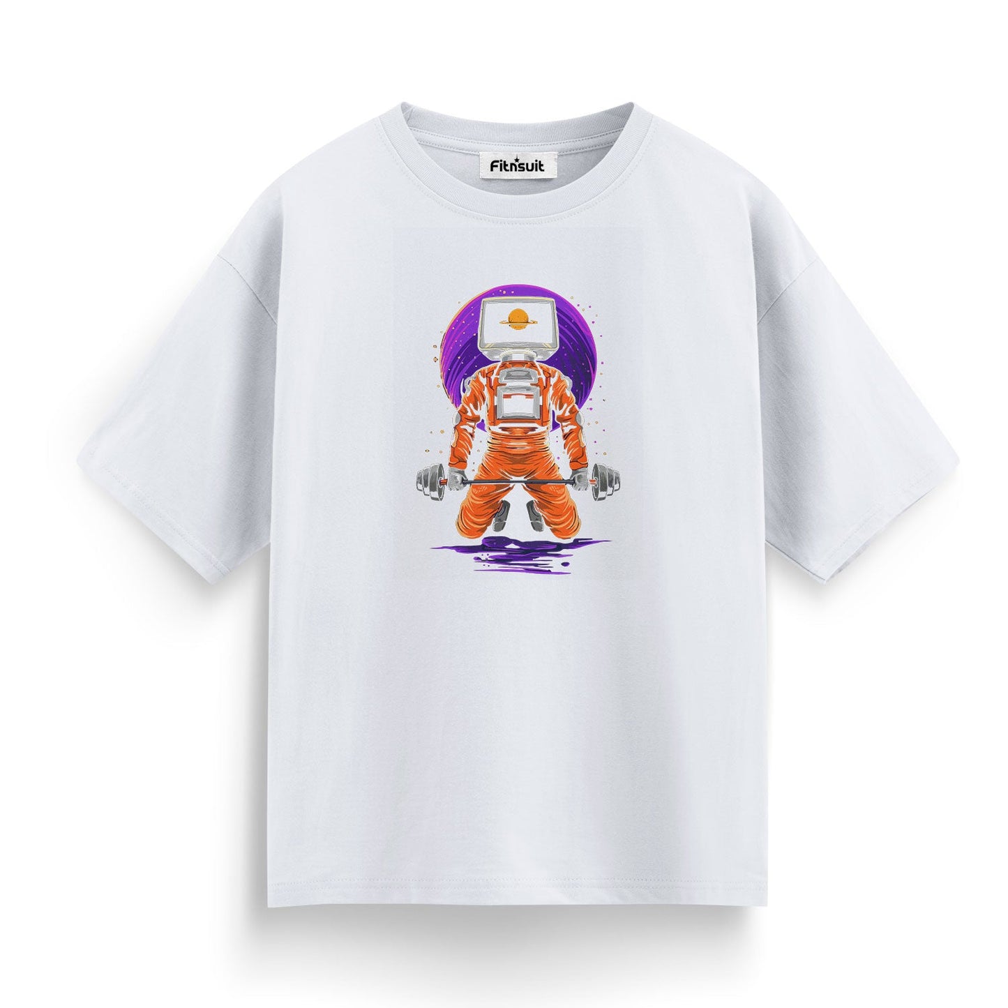 Astronaut Powerlifting Barbell Gym Motivational T shirt