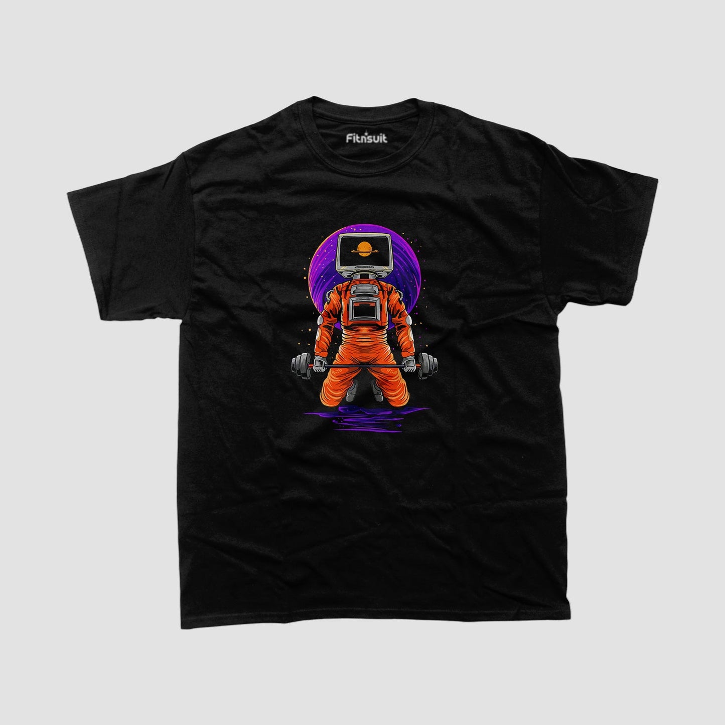 Astronaut Powerlifting Barbell Gym Motivational T shirt