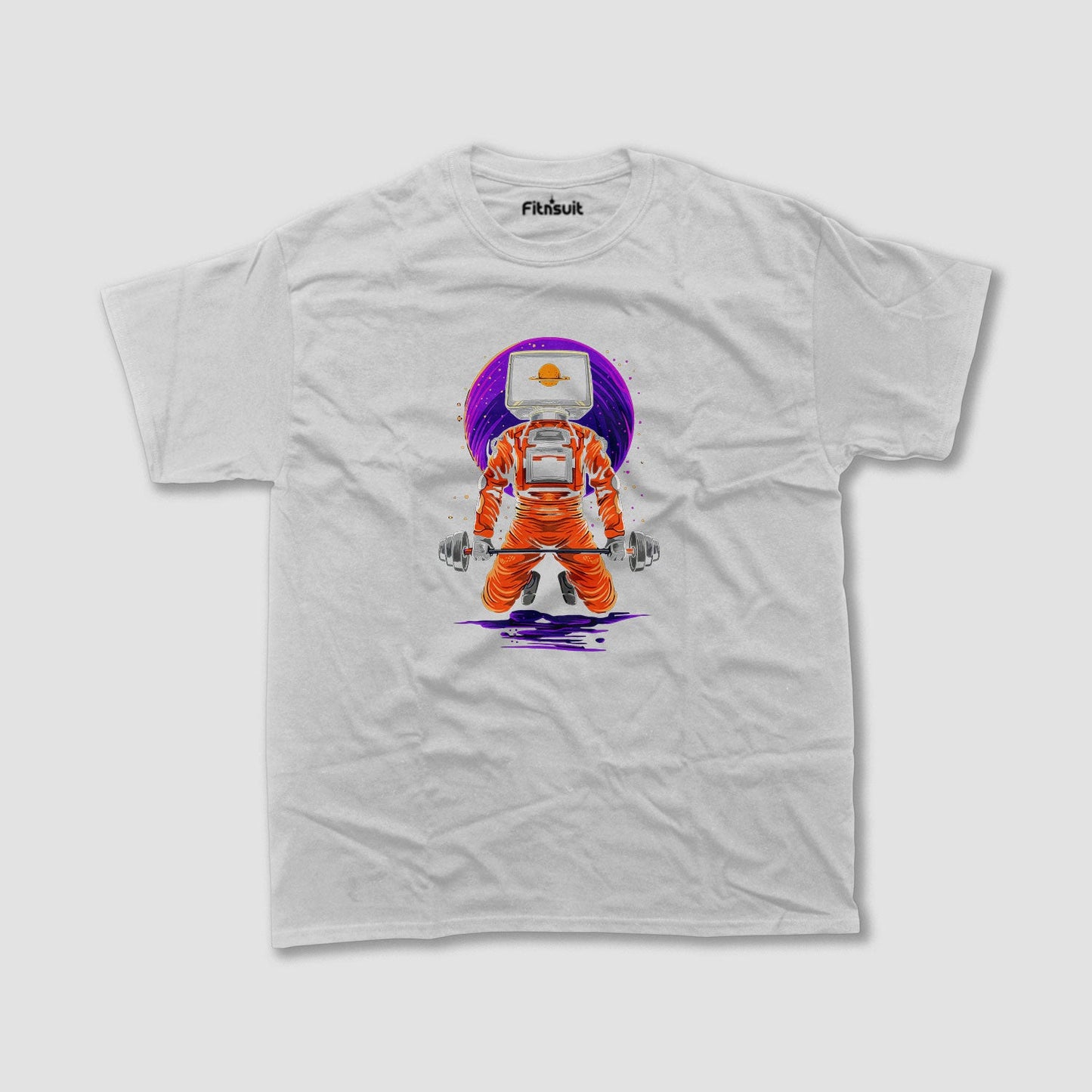 Astronaut Powerlifting Barbell Gym Motivational T shirt