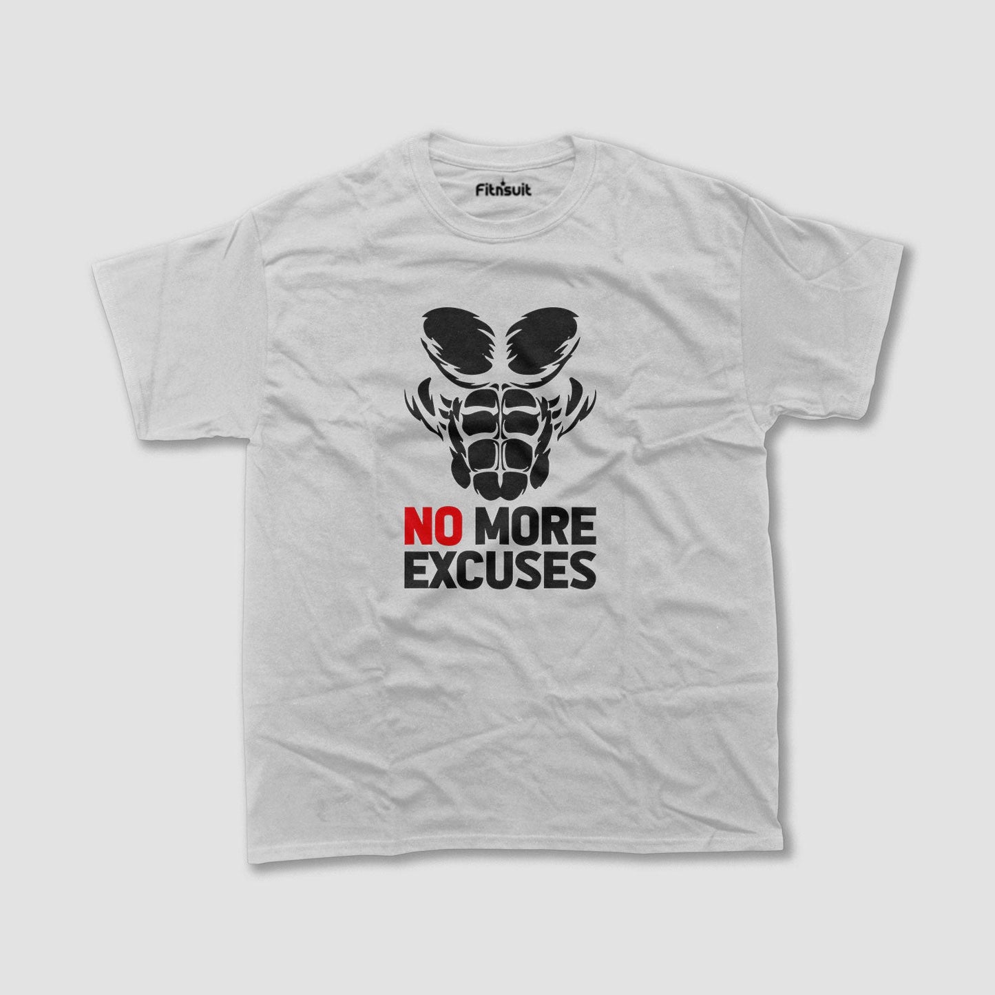 No More Excuses Muscle Abs Gym Motivational T shirt