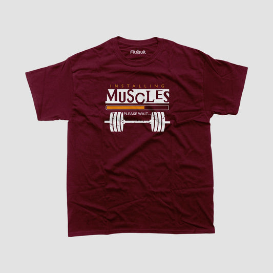 Installing Muscles Please Wait Gym Motivational T shirt