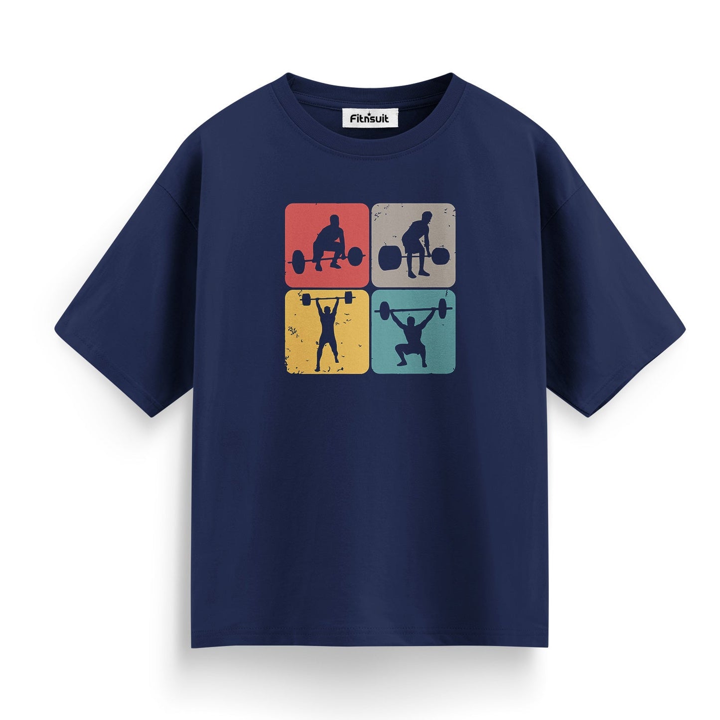 Retro Weightlifting Silhouettes Gym Motivational T shirt