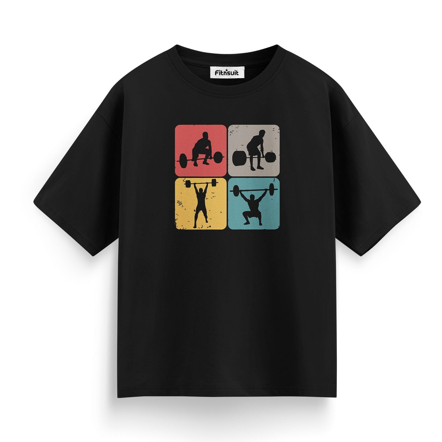 Retro Weightlifting Silhouettes Gym Motivational T shirt