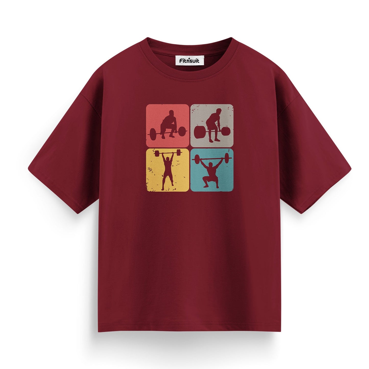 Retro Weightlifting Silhouettes Gym Motivational T shirt