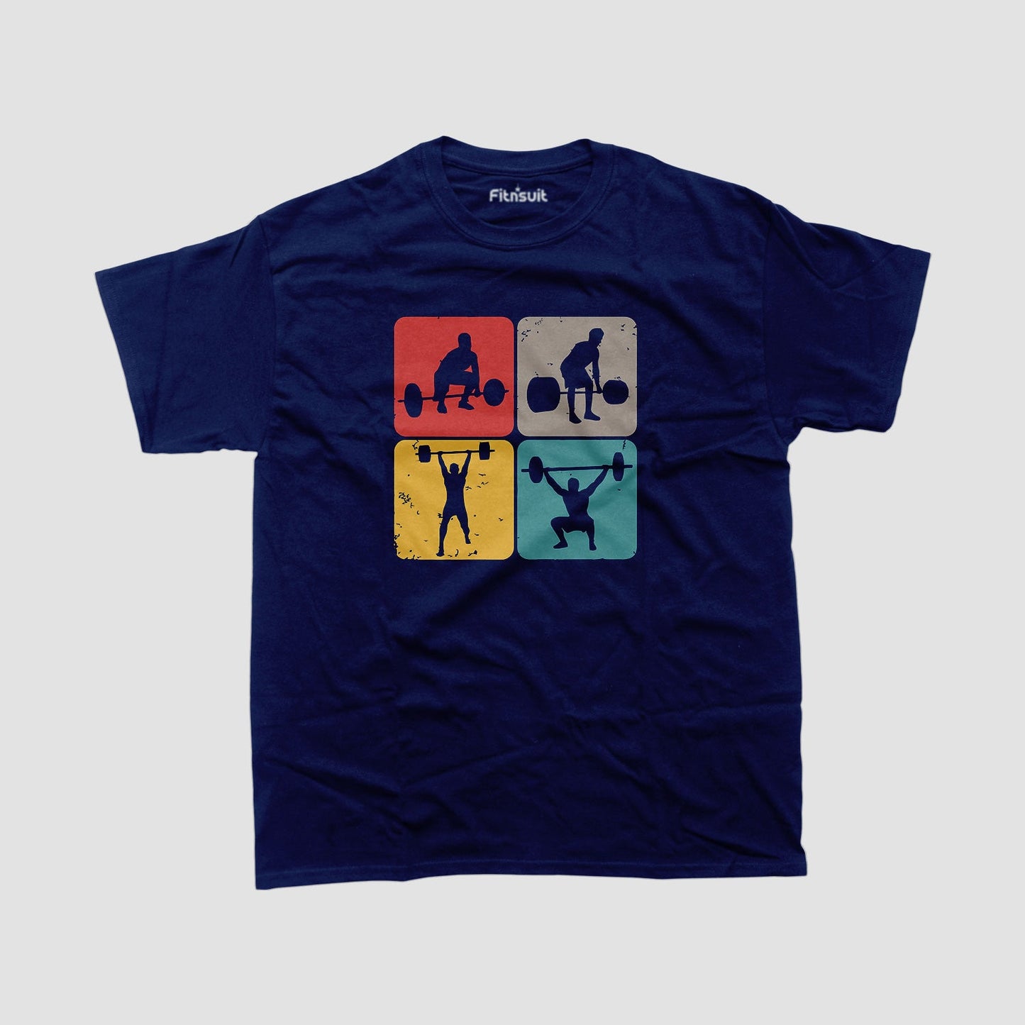 Retro Weightlifting Silhouettes Gym Motivational T shirt