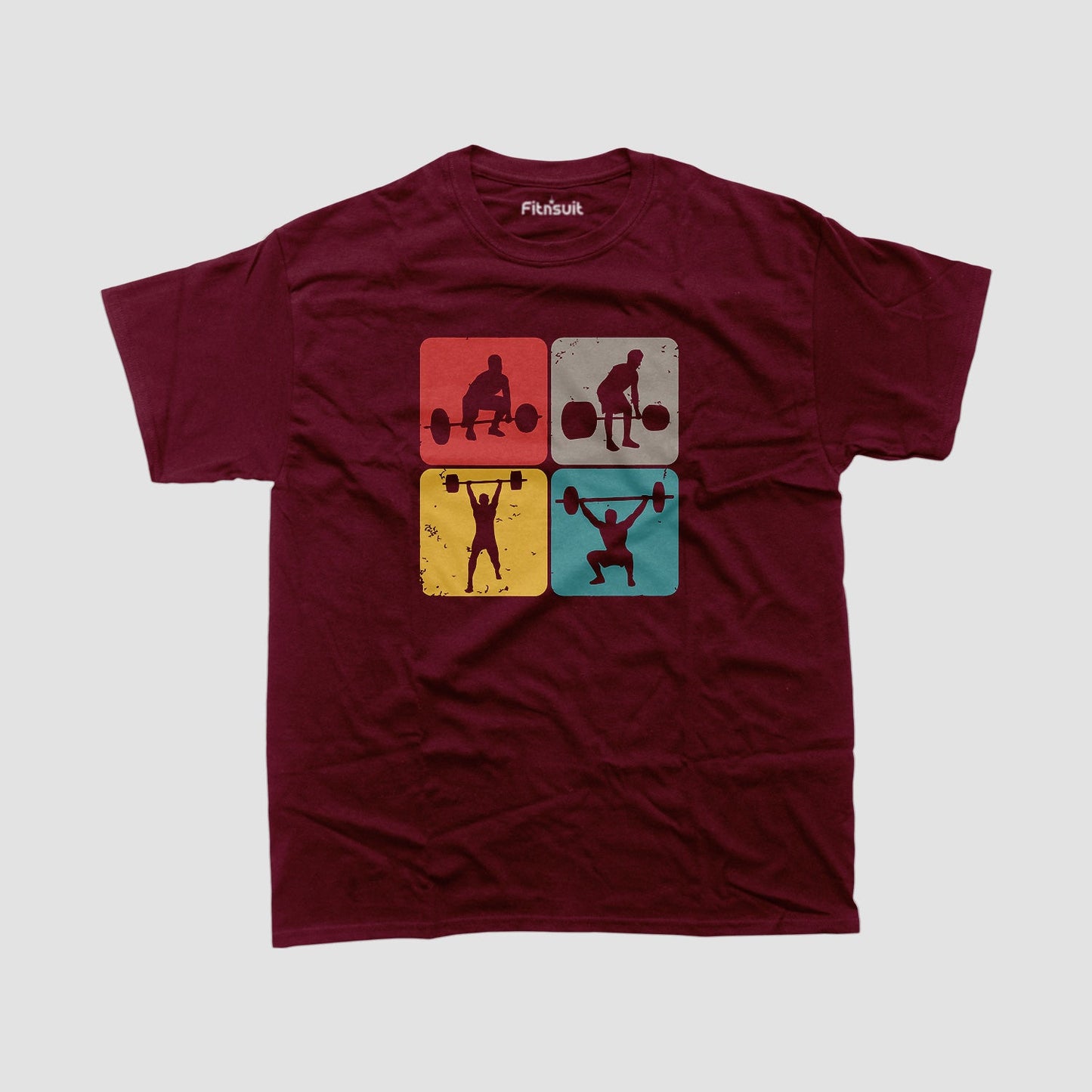 Retro Weightlifting Silhouettes Gym Motivational T shirt