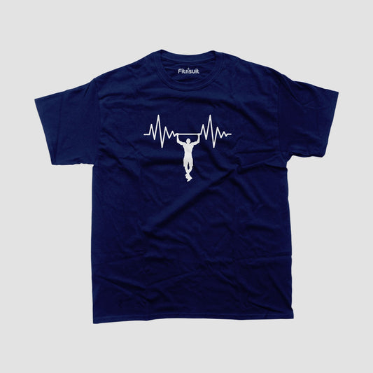 Heartbeat with Lifter Silhouette Gym Motivational T shirt