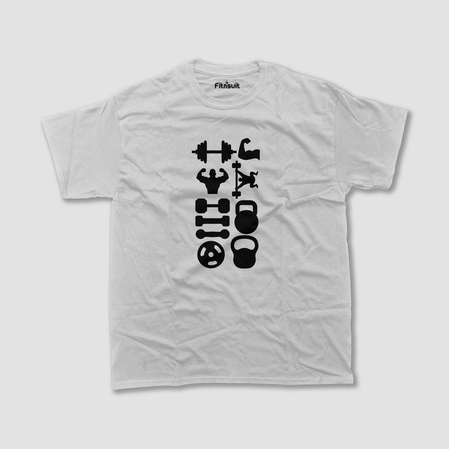 Gym Equipment Icons Vertical Layout Gym Motivational T shirt