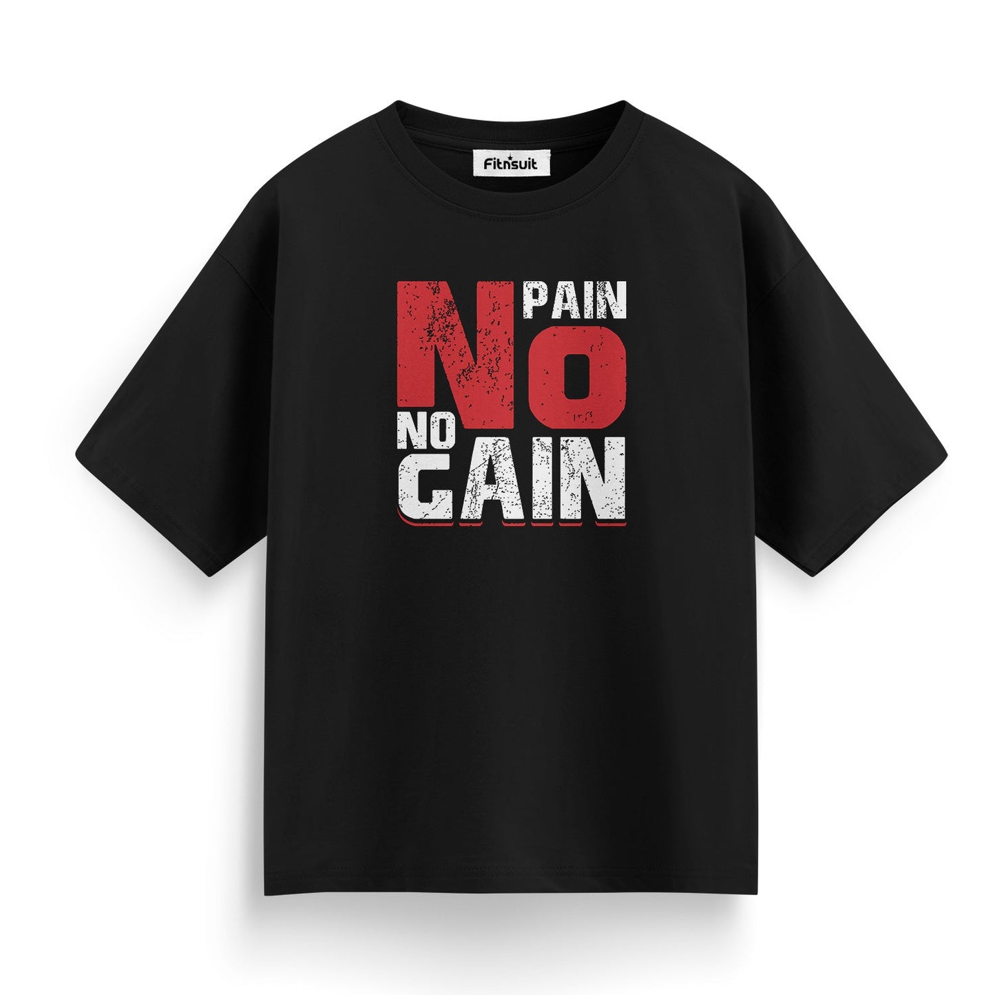 No Pain No Gain Bold Red Text Gym Motivational T shirt