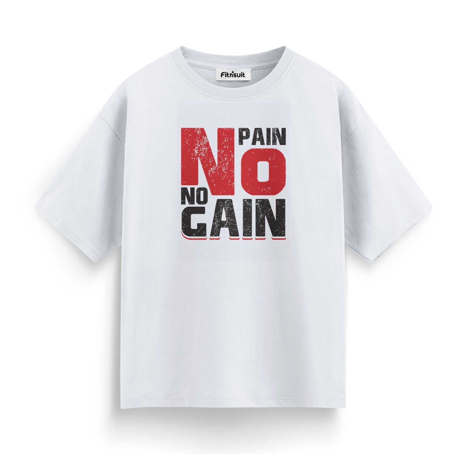 No Pain No Gain Bold Red Text Gym Motivational T shirt