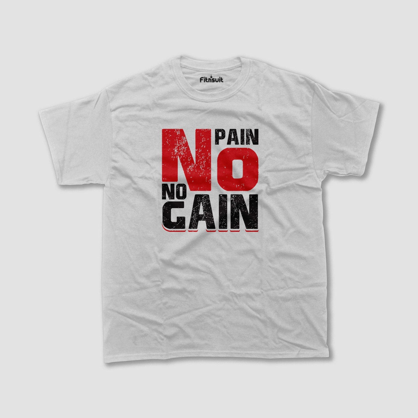 No Pain No Gain Bold Red Text Gym Motivational T shirt