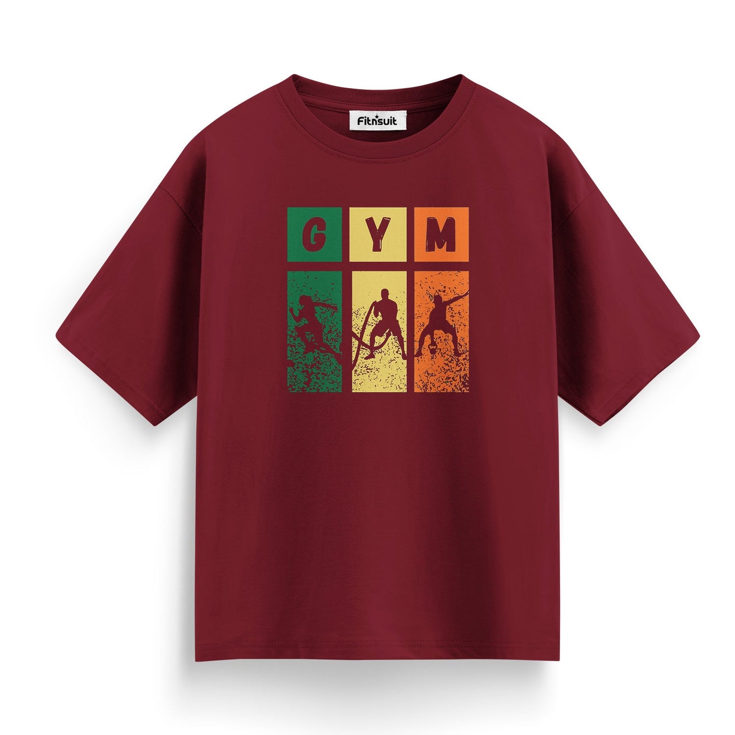 Color Block Gym Athlete Silhouette Workout T shirt