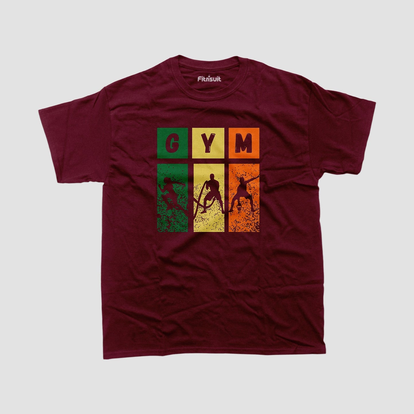 Color Block Gym Athlete Silhouette Workout T shirt