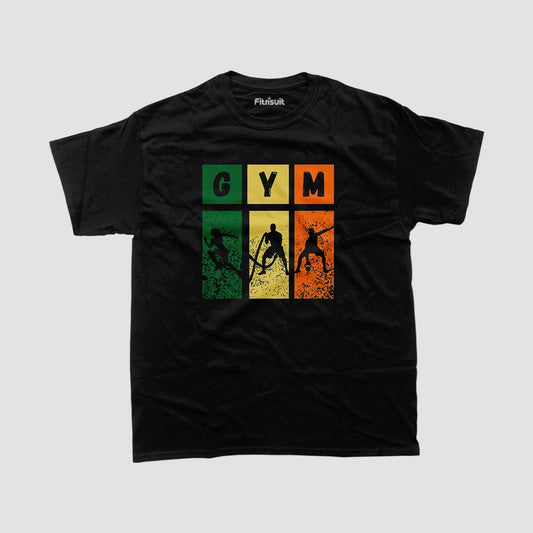 Color Block Gym Athlete Silhouette Workout T shirt
