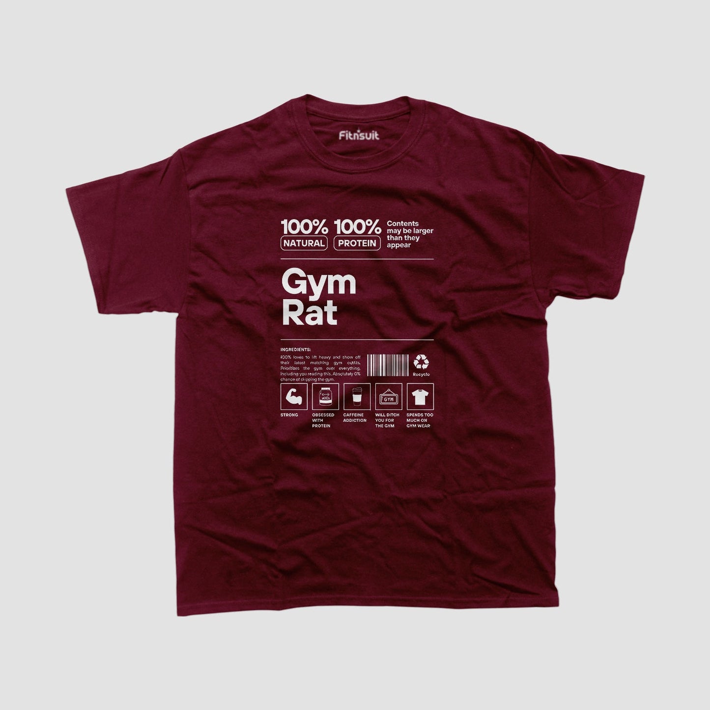 Gym Rat Nutrition Label Motivational T shirt