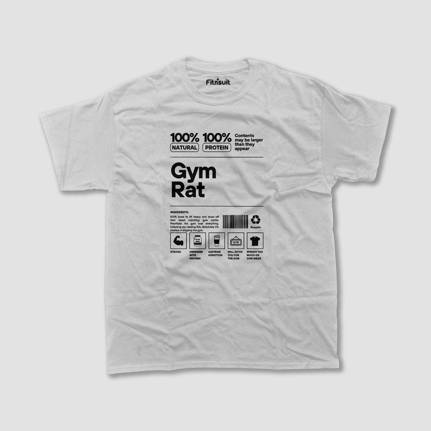 Gym Rat Nutrition Label Motivational T shirt