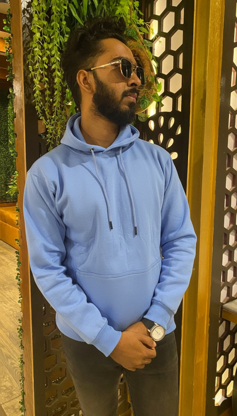 White Solid color Hoodie