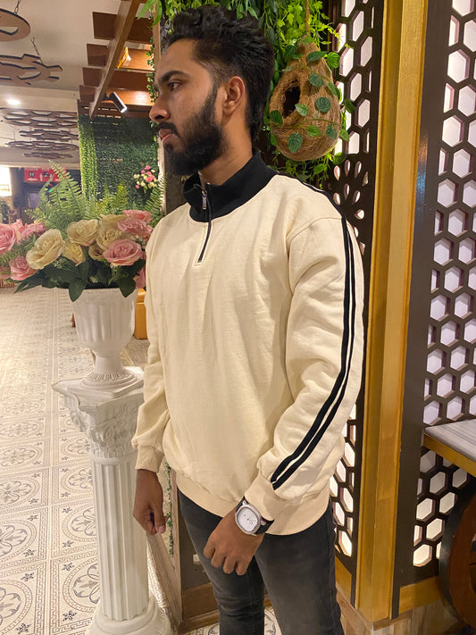 Ash and Black Stripe Premium Zipper Sweatshirt