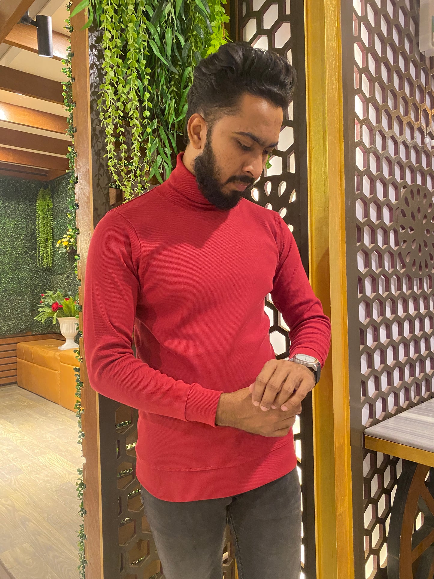 Premium Maroon  Turtel Neck T shirt