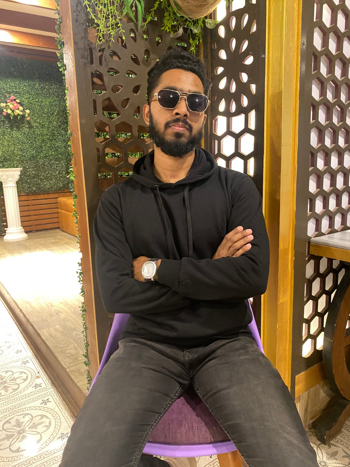 White Solid color Hoodie