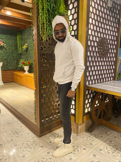 White Solid color Hoodie