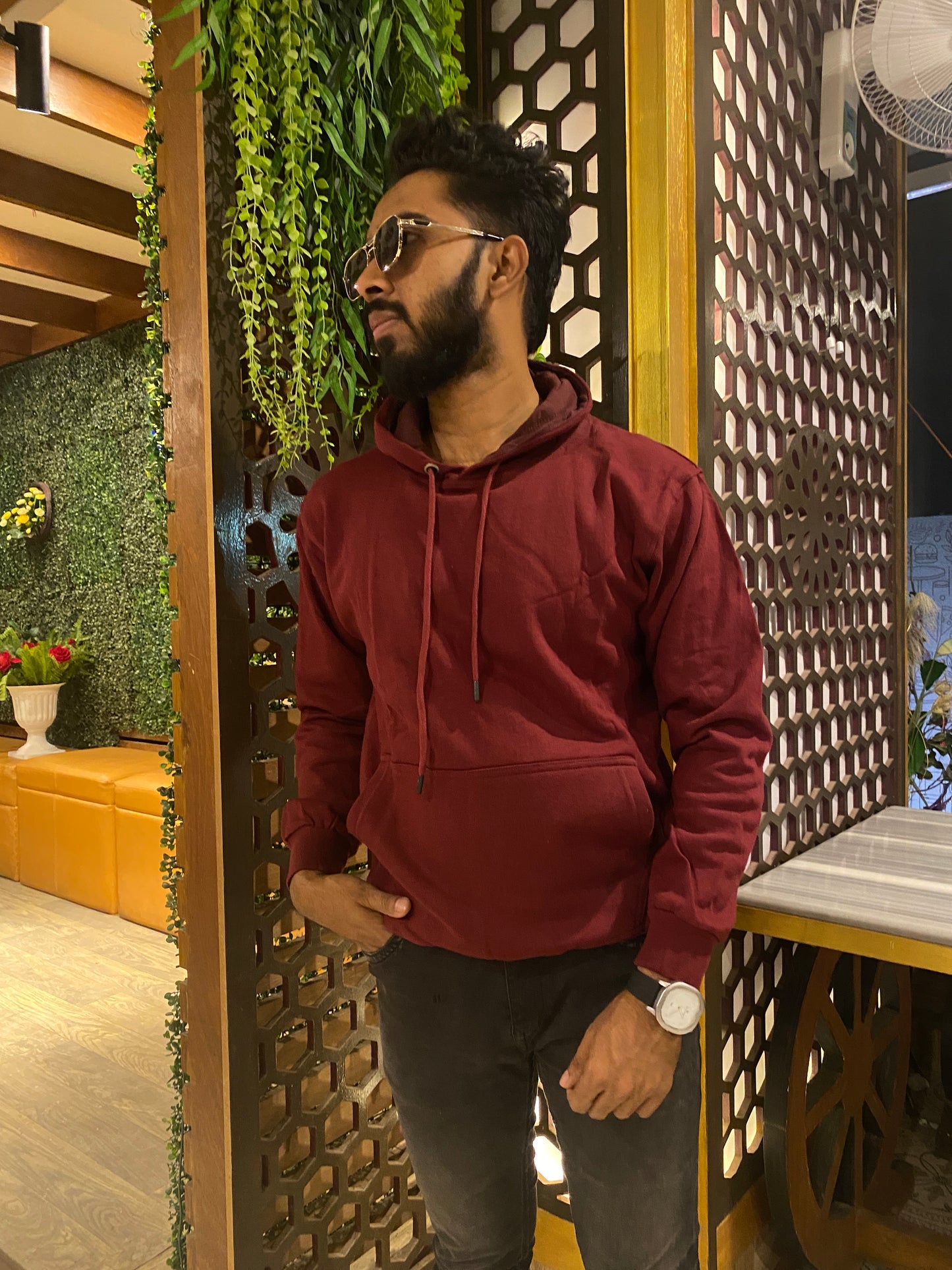 White Solid color Hoodie